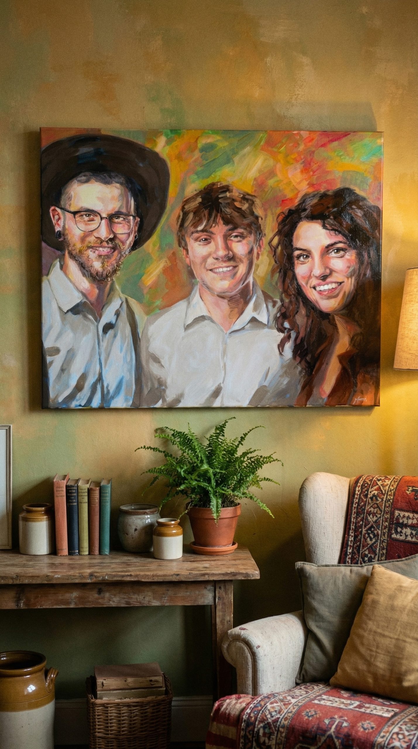 Portrait souvenir peint d'après photo