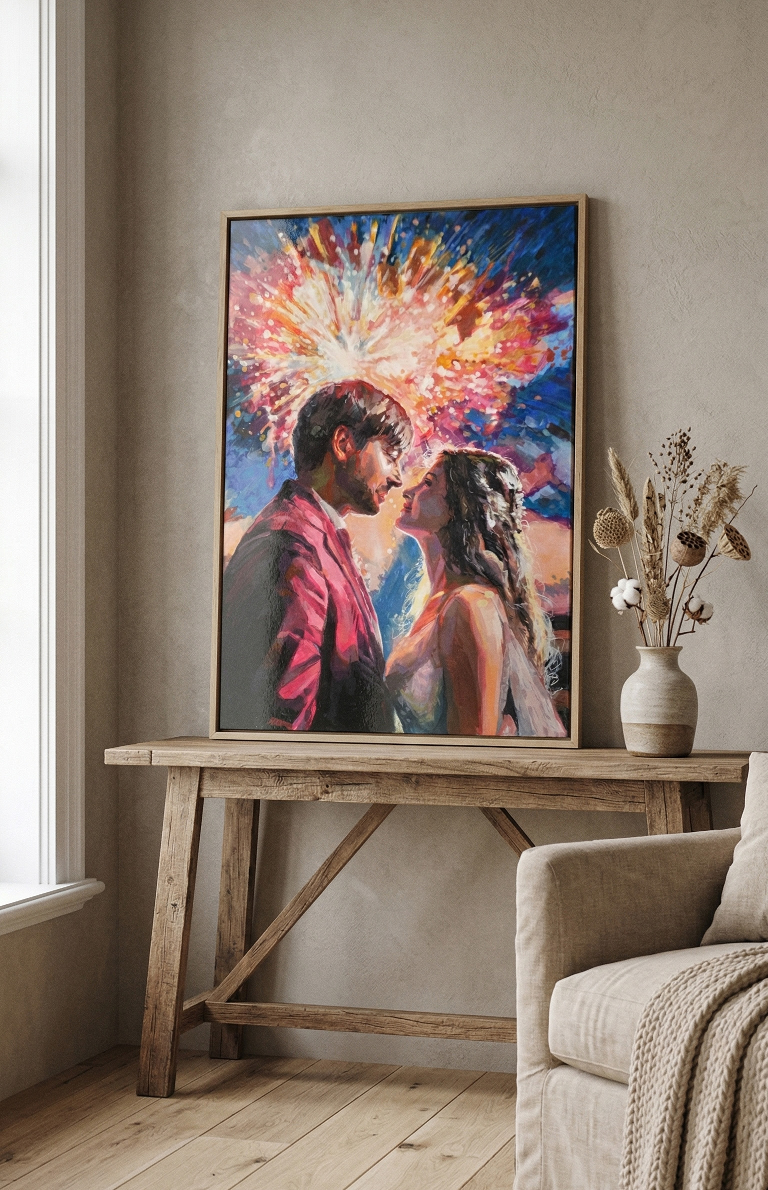 Portrait de lévrier afghan peint à la main sur toile grand format