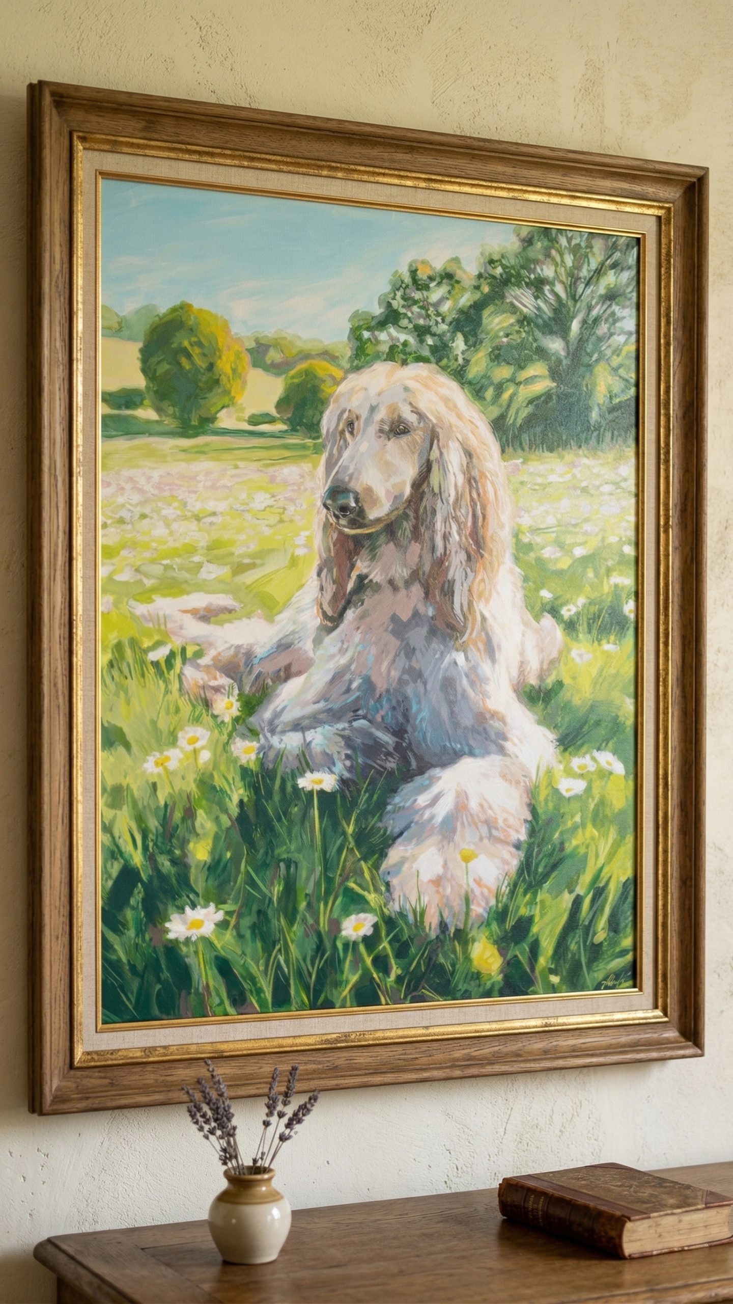 Toile peinte du chien afghan