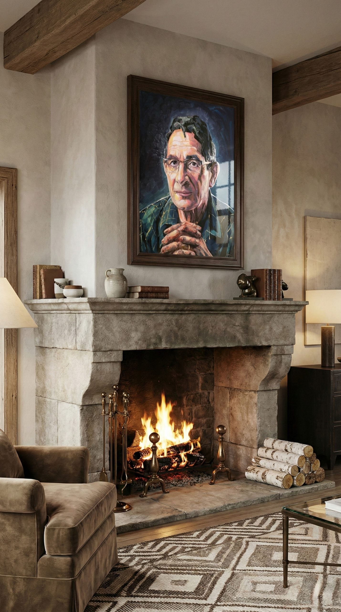 Portrait peint installé